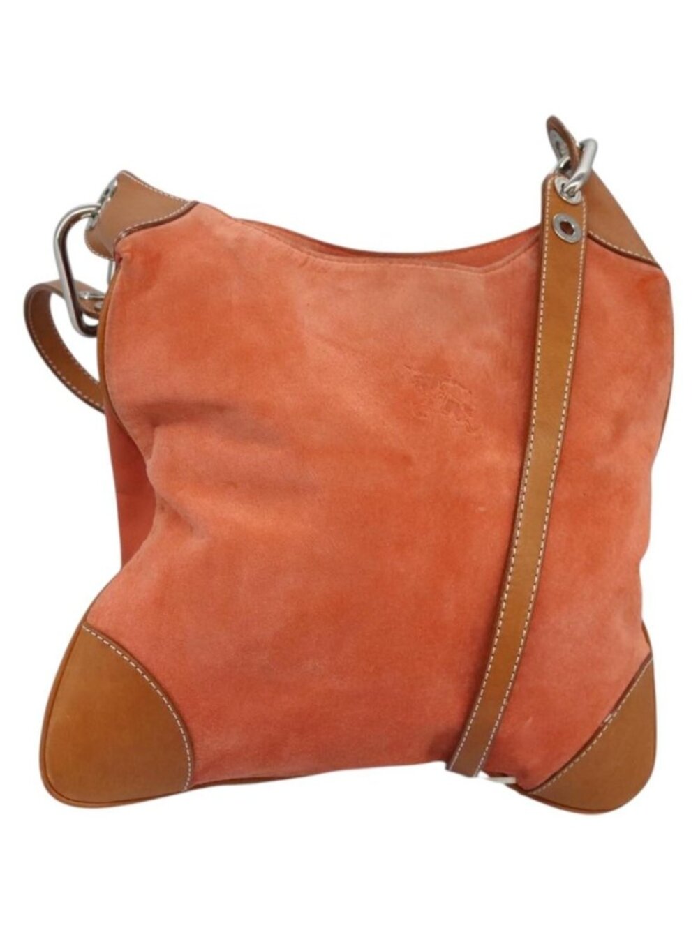 BURBERRY Shoulder Bag Suede Leather Orange